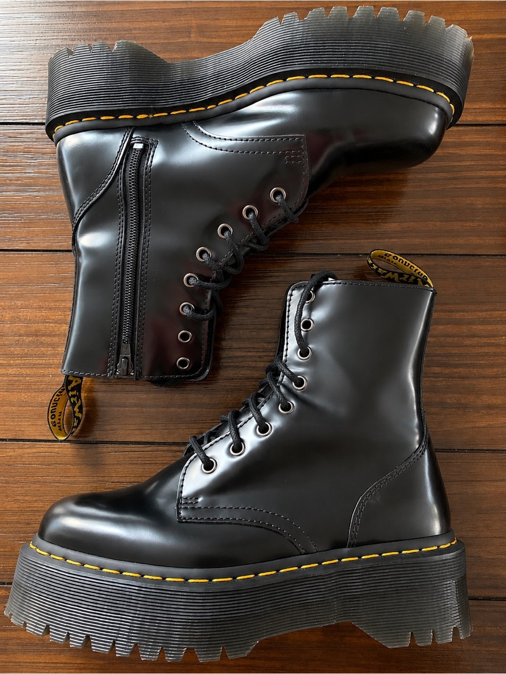 🖤 Dr. Martens Jadon Platform Boots Black Leather Size 8W / 7M